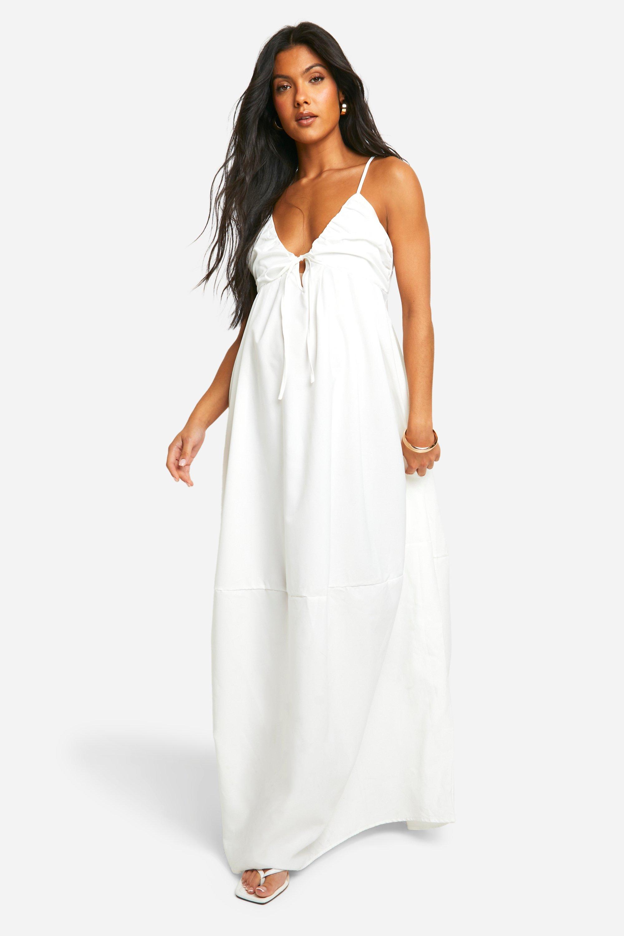 Maternity Linen Look Strappy Maxi Dress boohoo