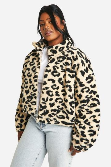 Plus Boxy Luipaardprint Teddy Bomberjack leopard