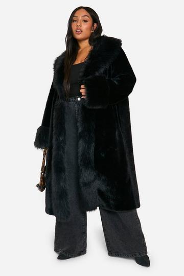 Plus Faux Fur Midaxi Jas black