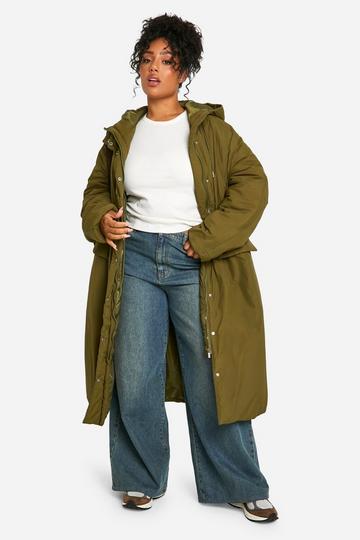 Plus Maxi Padded Parka khaki