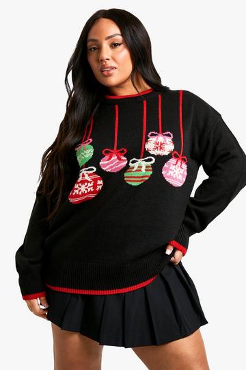 Plus Bauble Christmas Jumper black