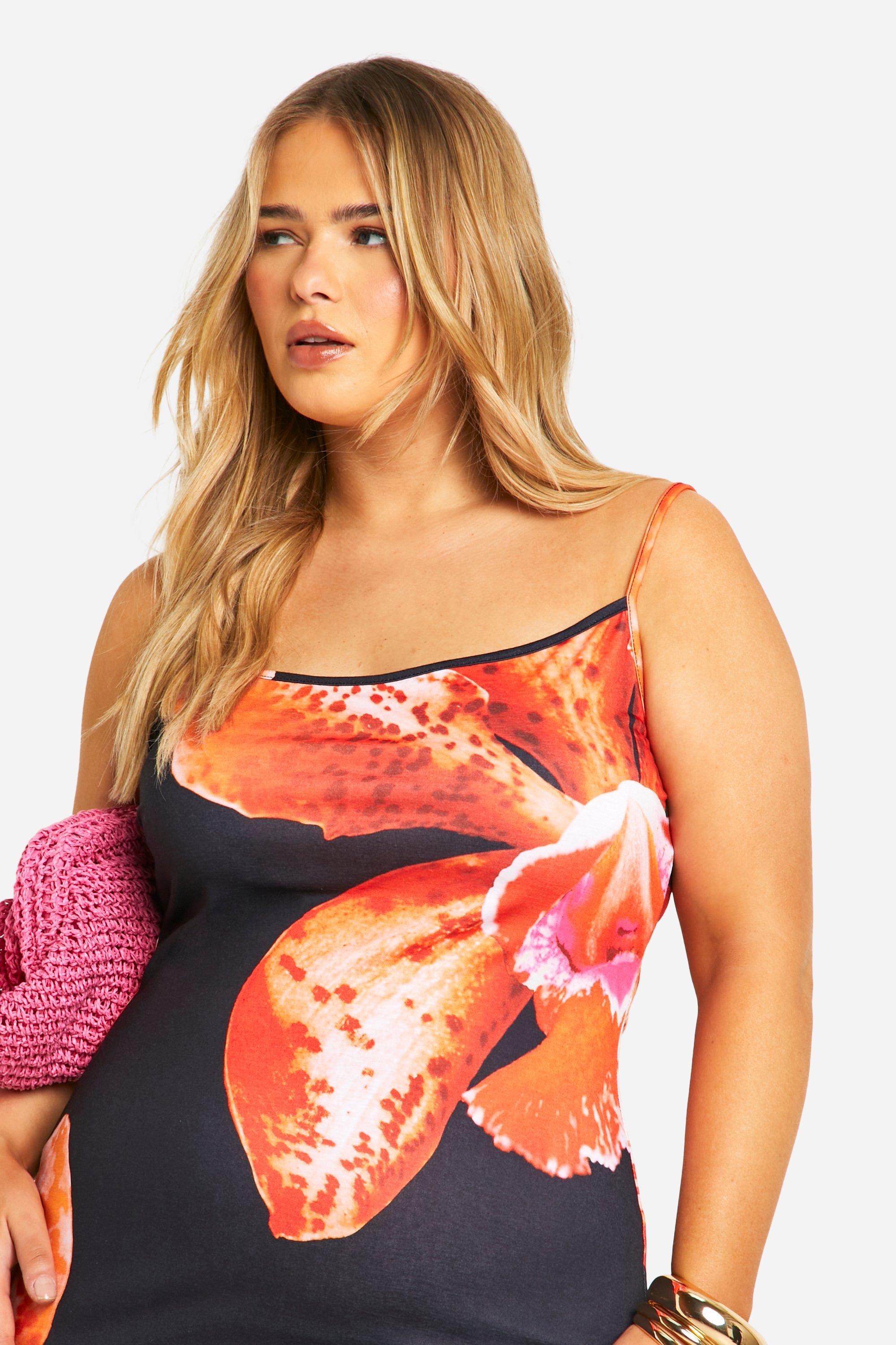 Plus Floral Printed Strappy Maxi Dress boohoo
