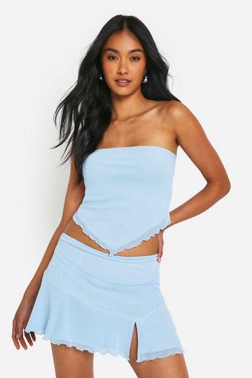 Frilled Hem Mini Skirt blue