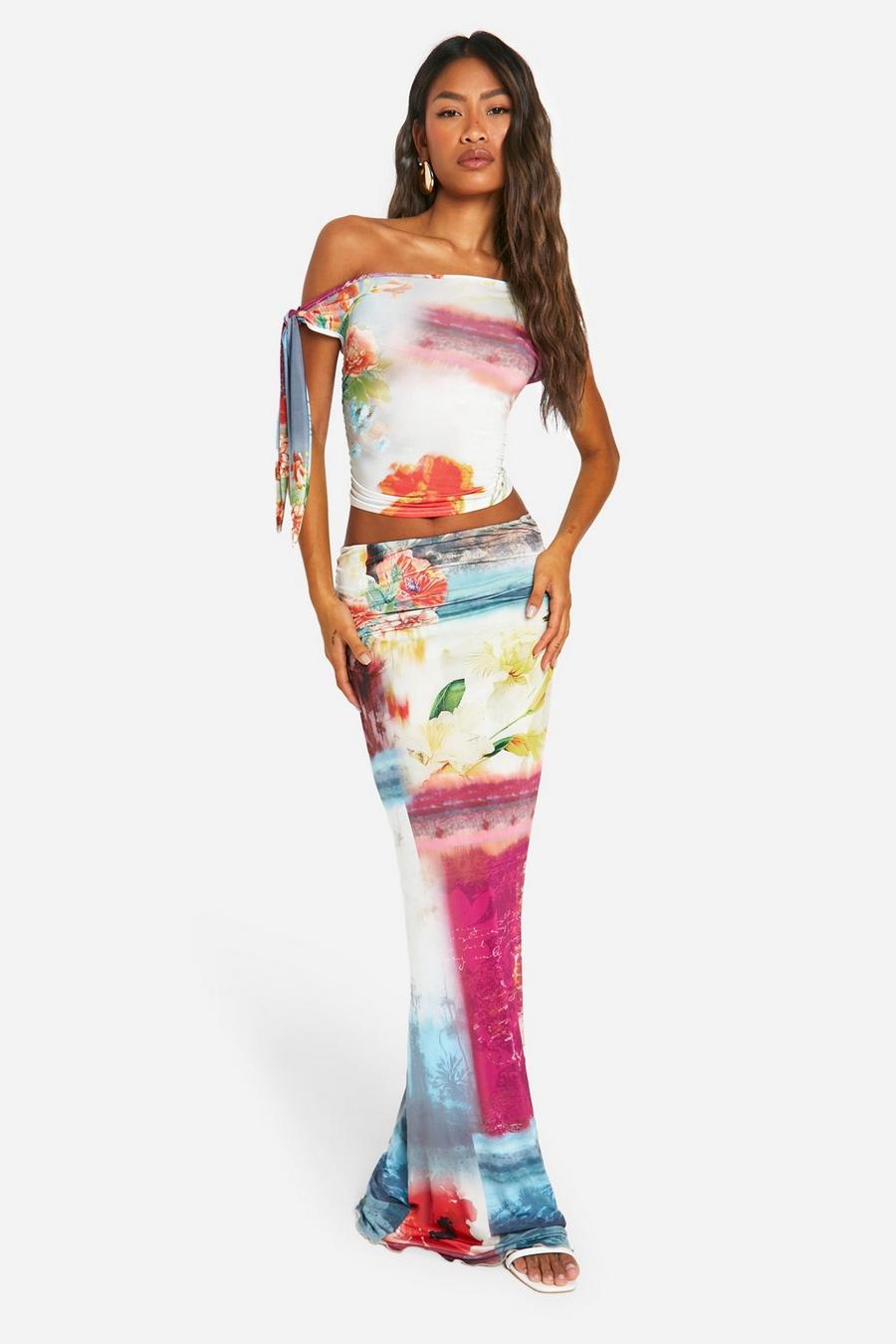Multi Printed Column Maxi Skirt image number 1