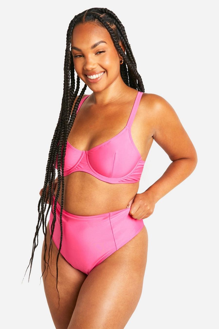 Hot pink Plus Corrigerend Bikini Broekje Met O-Ring image number 1
