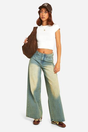 Vintage Wash No Waistband Wide Leg Jeans vintage blue