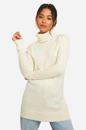 Roll Neck Knitted Tunic stone