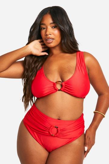 Plus Scoop O-ring Plunge Bikini Top red