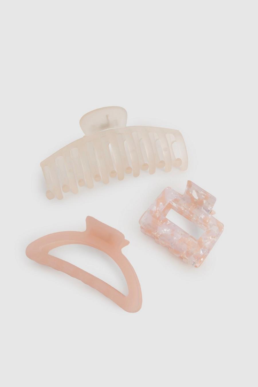 Pink 3 Pack Claw Clips  image number 1
