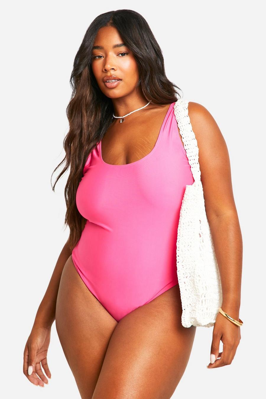Hot pink Plus Essentials Swimsuit image number 1
