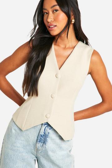 Textured Tailored Woven Waistcoat sand