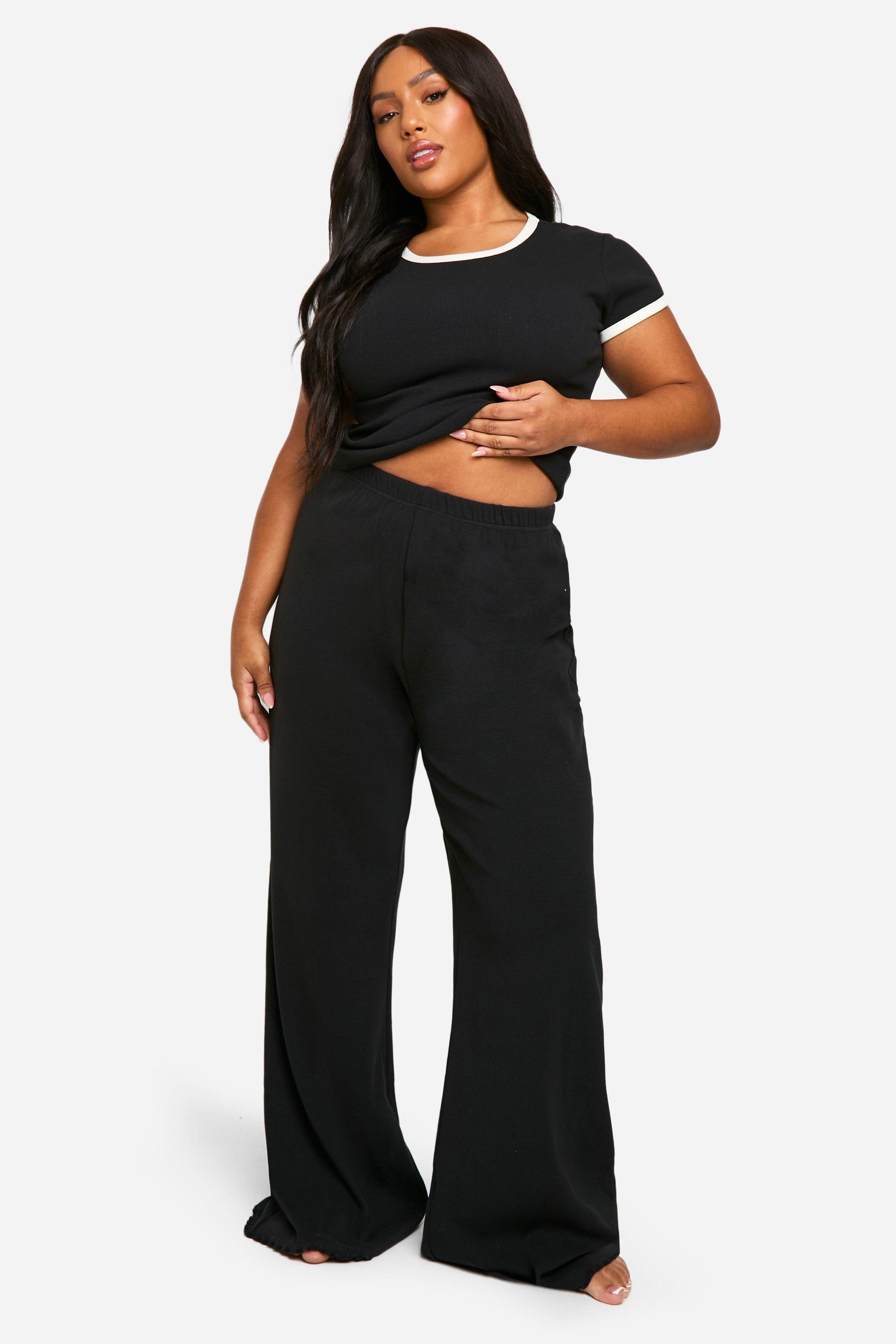 Plus Wide Leg Rib Lounge Pants