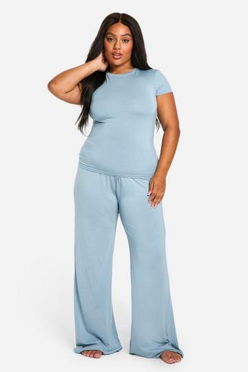 Plus Wide Leg Modal Lounge Trouser petrol