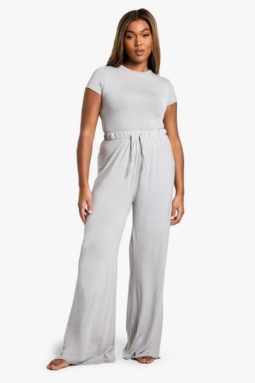 Plus Wide Leg Modal Lounge Trouser ash grey