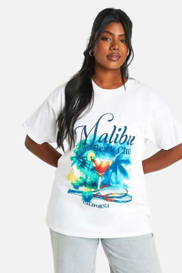 Plus Malibu Beach Oversized T-shirt white