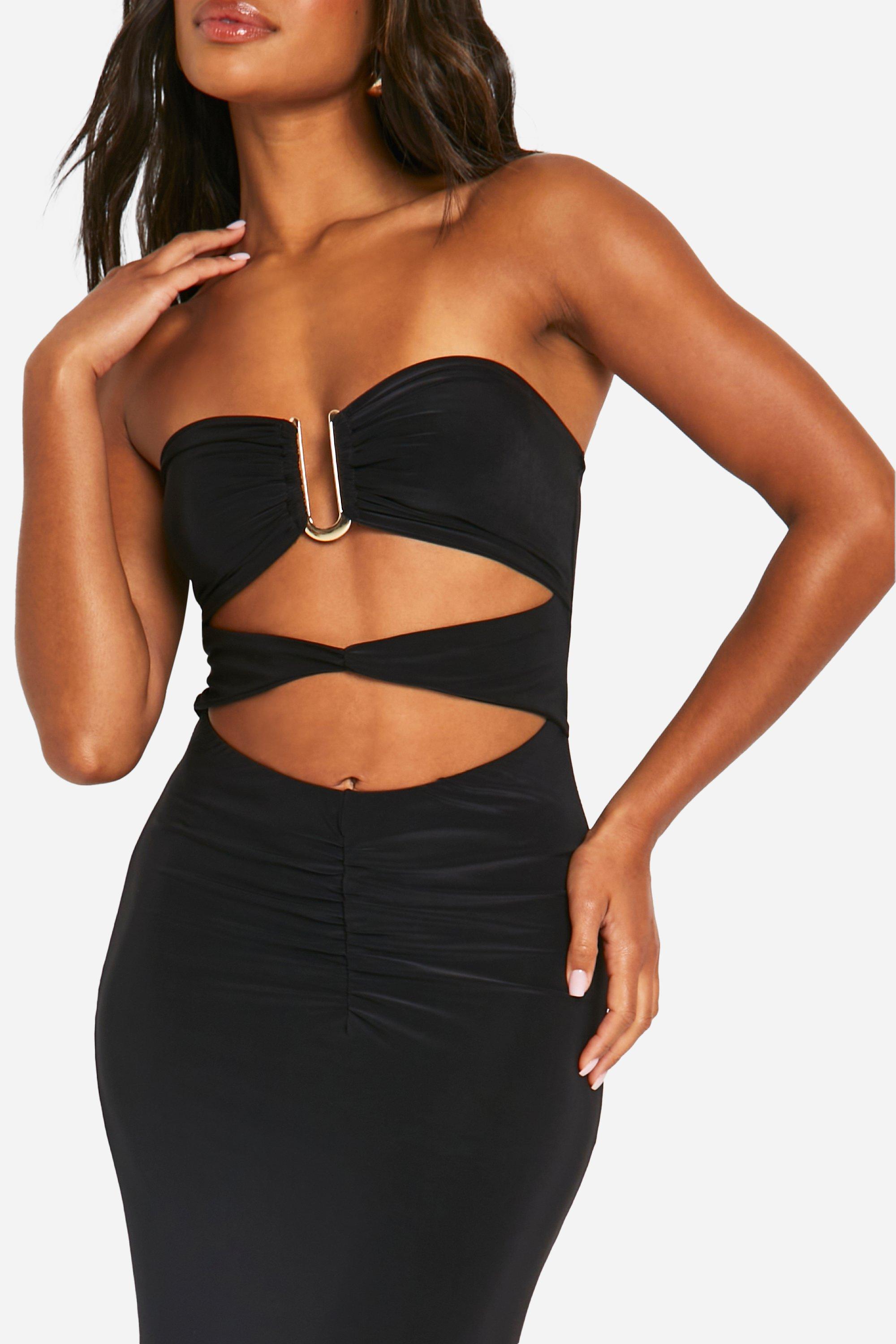 Boohoo black and gold dress shop