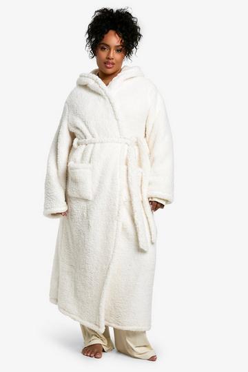 Plus Fluffy Fleece Dressing Gown cream