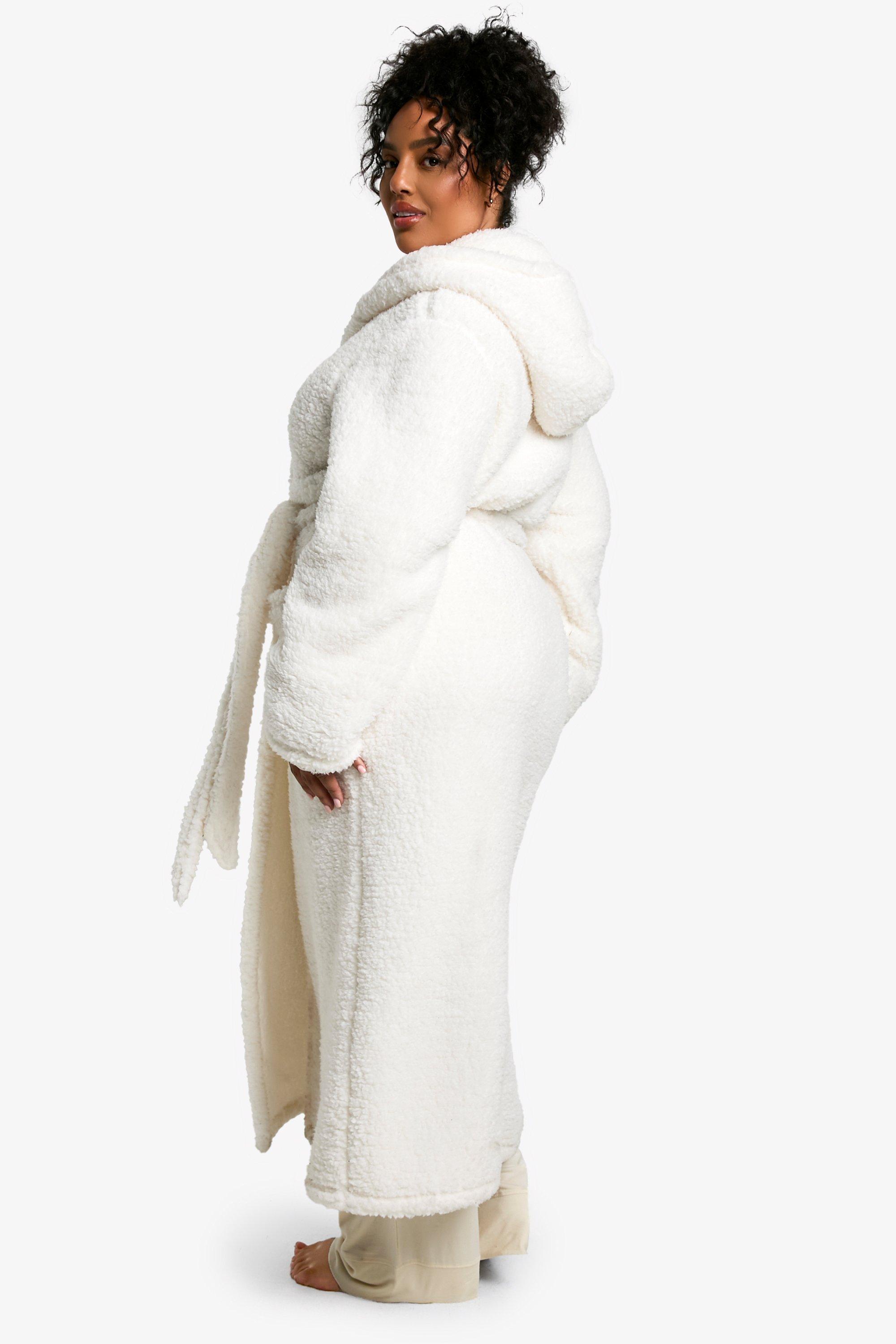 Plus size white dressing gown best sale