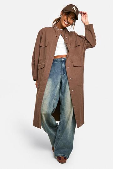 Trenchcoat Met Utility Zak Detail mushroom