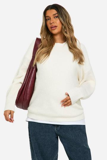 Zwangerschap Zachte Gebreide Oversized Trui ecru