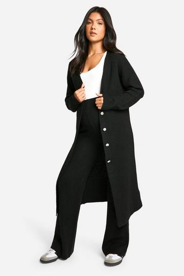 Maternity Soft Knit Longline Knitted Cardigan black