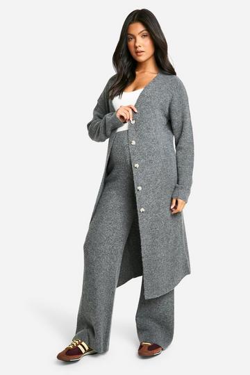 Maternity Soft Knit Longline Knitted Cardigan charcoal