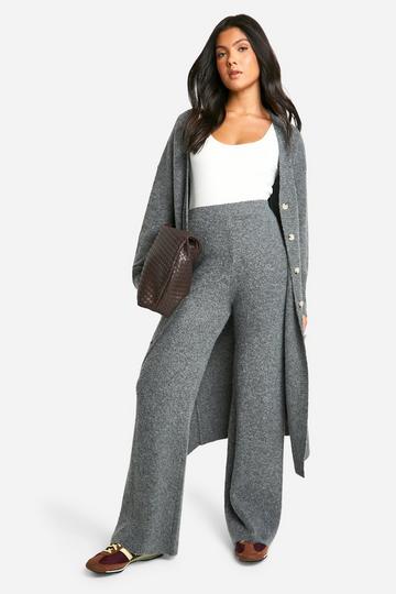 Maternity Soft Knit Wide Leg Trousers charcoal