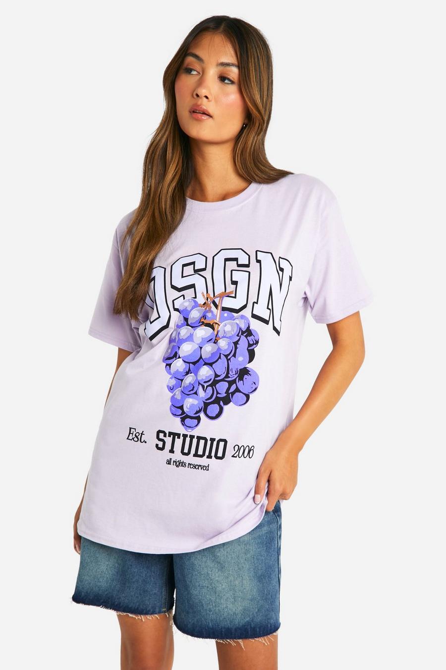 Lilac Dsgn Studio Grape Varsity Oversized T-shirt  image number 1