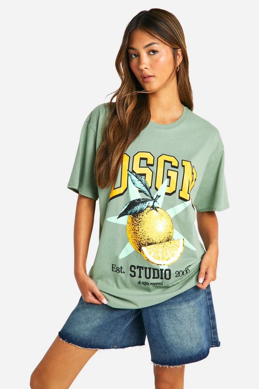 Sage Dsgn Studio Orange Varsity Oversized T-shirt