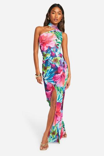 Tropical Textured Seam Detail Maxi Dress multi