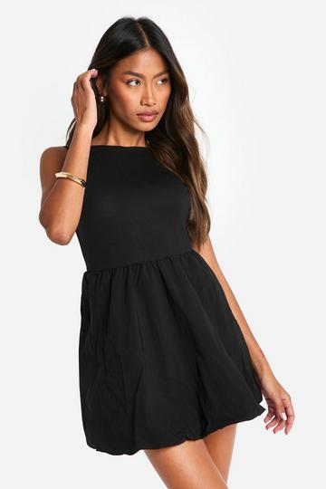 Jersey Puffball Volume Mini Dress black