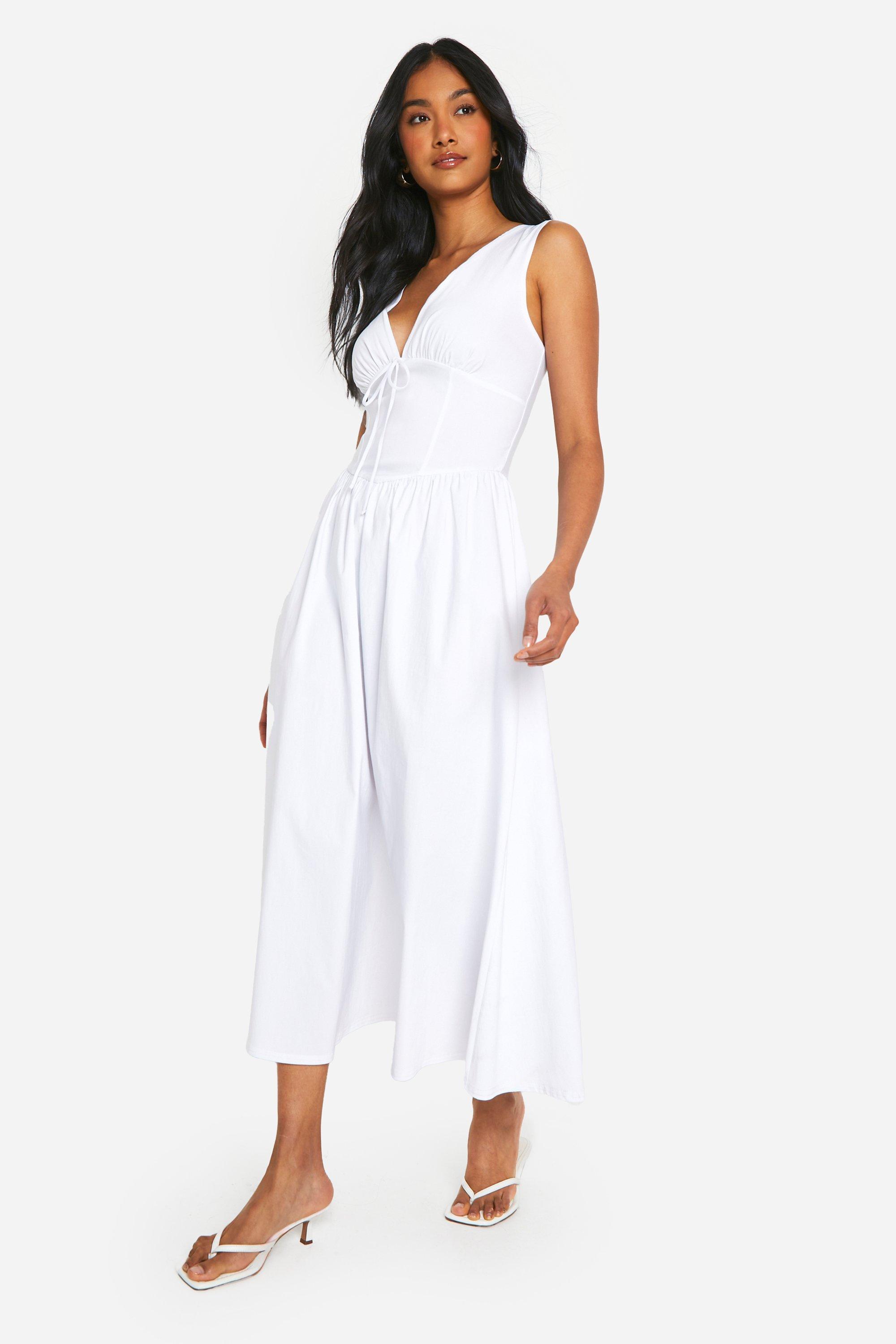 Boohoo white midi dress online