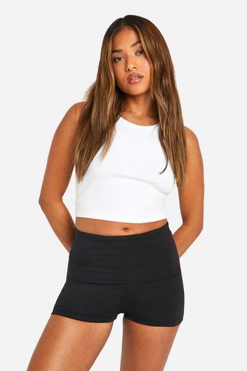 Black Petite Jersey Foldover Micro Shorts