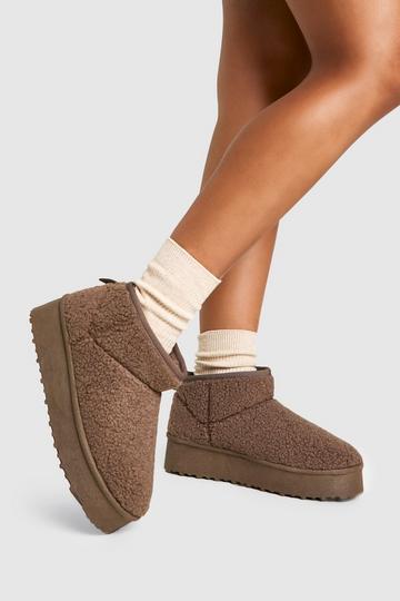 Platform Borg Cozy Boots taupe