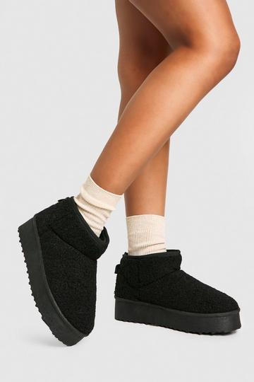 Black Platform Borg Cozy Boots