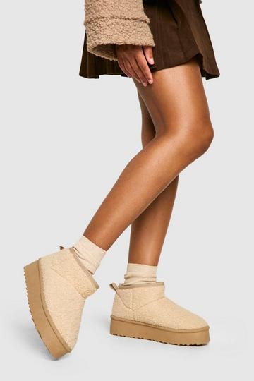 Platform Borg Cozy Boots ecru