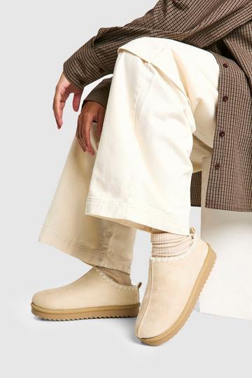 Contrast Stitch Cosy Mules sand