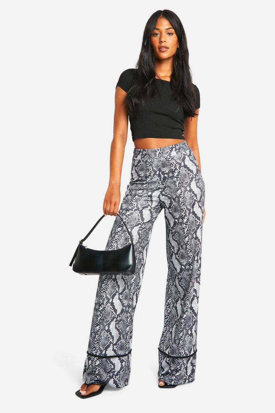 Tall Snake Print Wide Leg Pull On Pants image number 1
