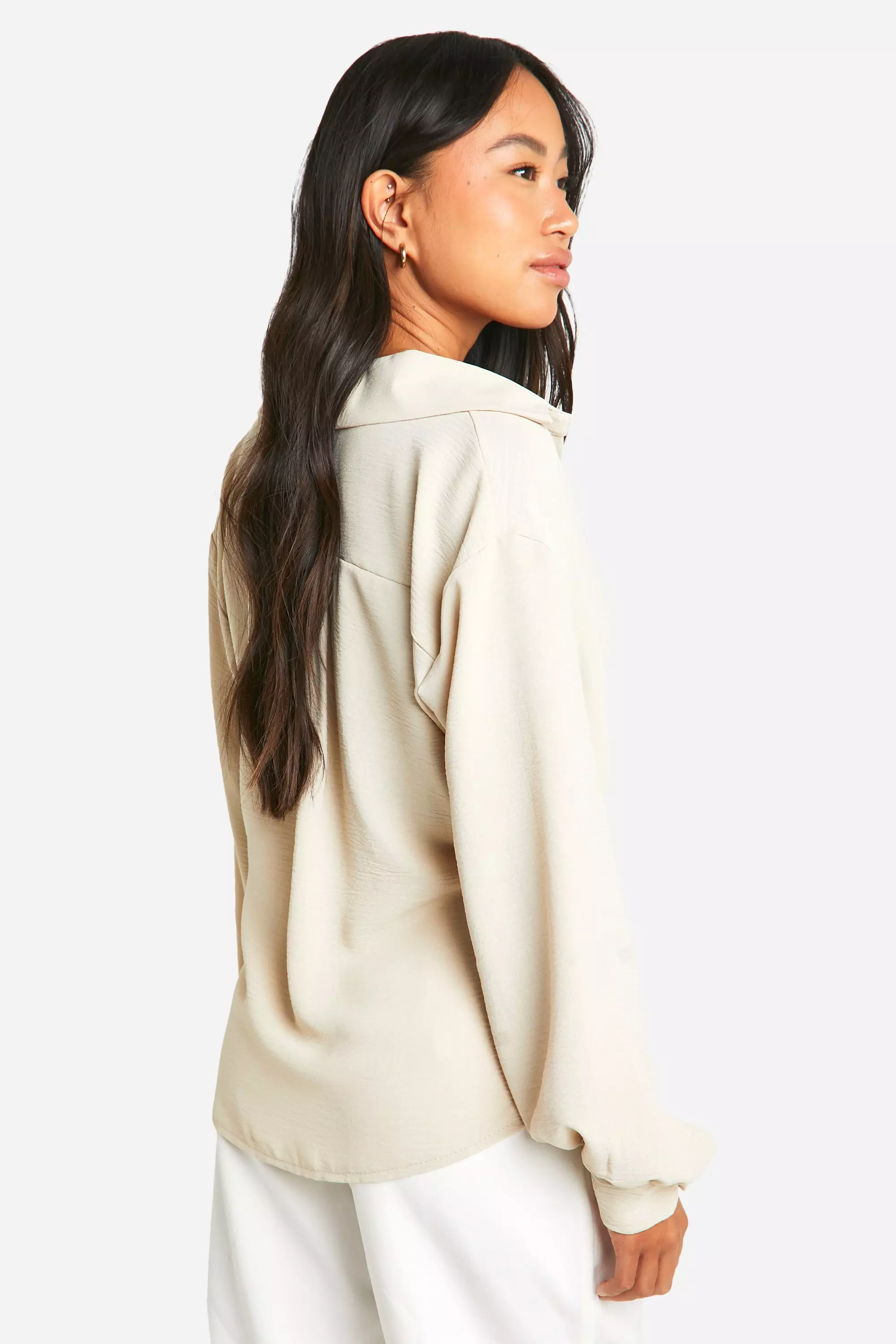 Sand Hammered Drape Front Shirt alternative image