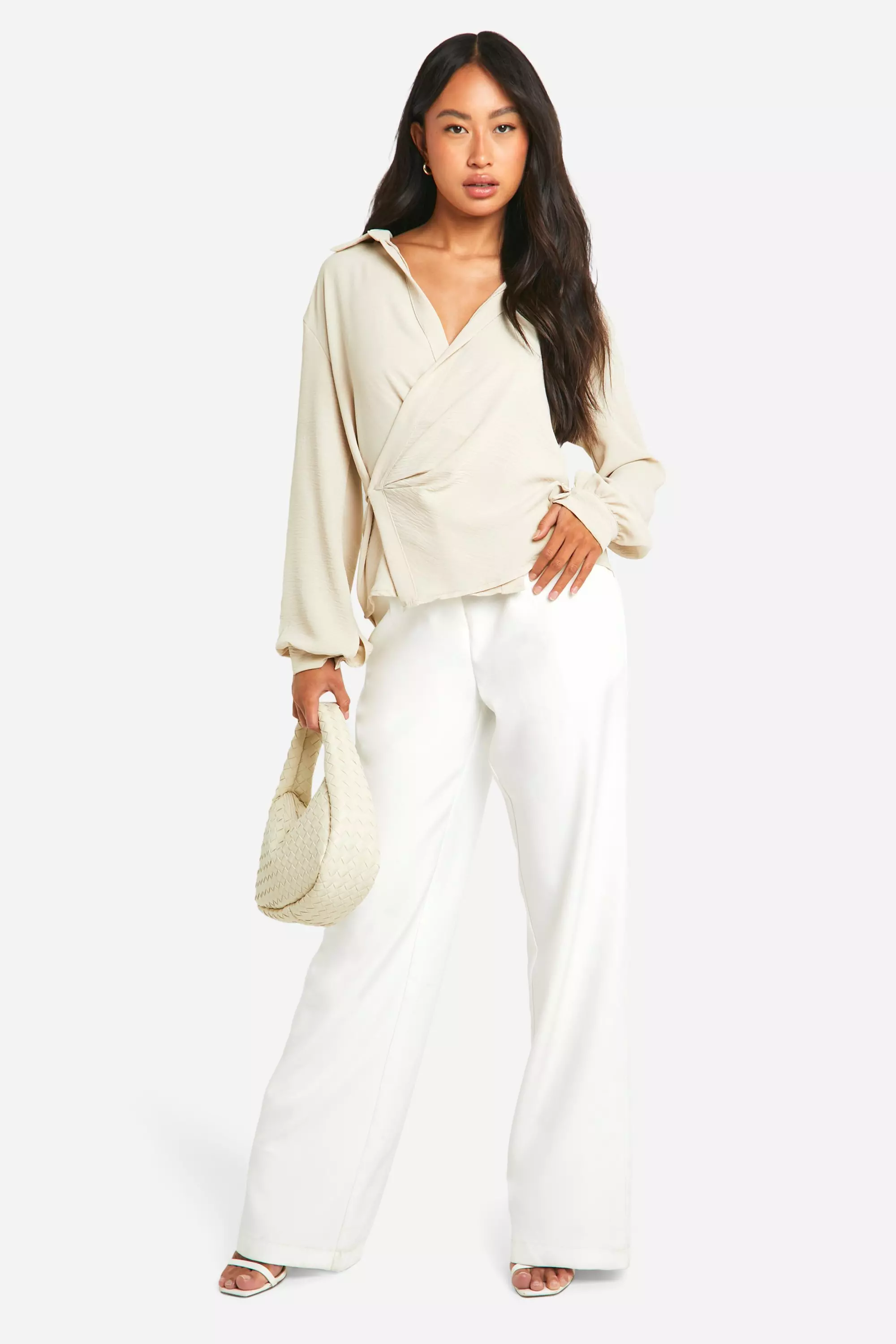 Sand Hammered Drape Front Shirt alternative image
