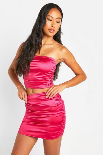 Pink Disco Ruched Mini Skirt