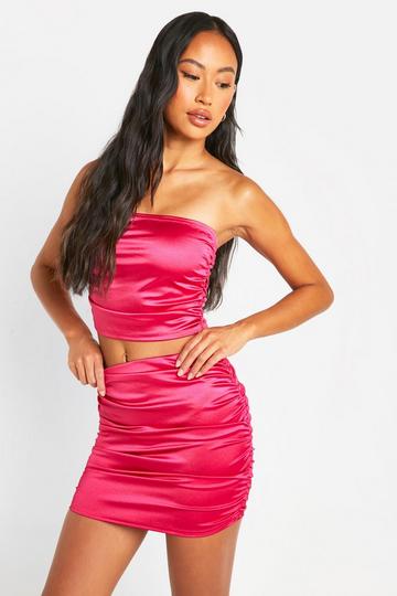 Disco Ruched Mini Skirt pink