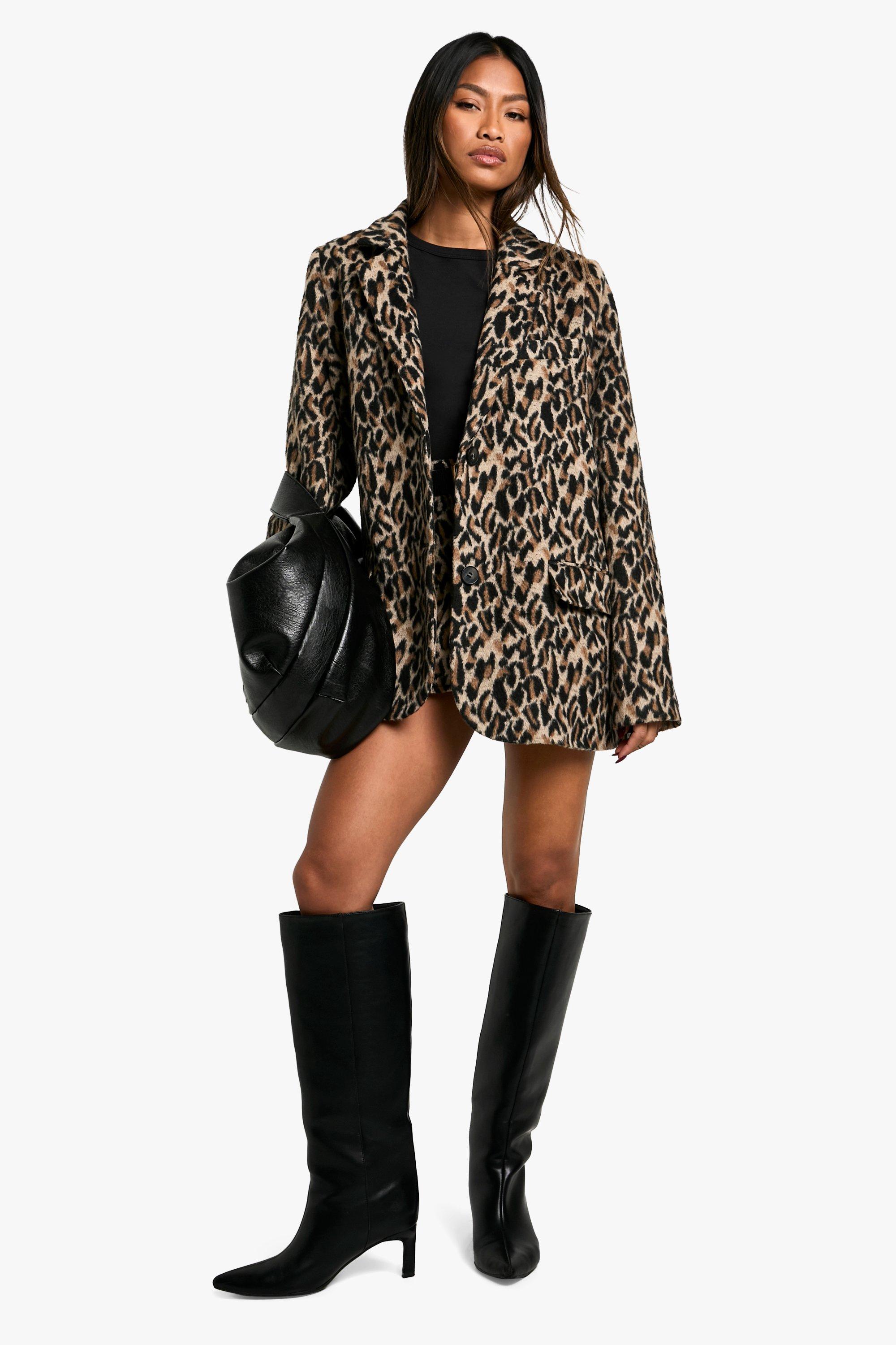 Leopard print long blazer best sale