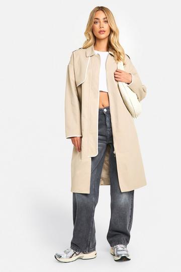 Contrast Binding Detail Trench Coat light beige