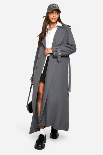 Oversized Trenchcoat Met Dubbele Knopen charcoal