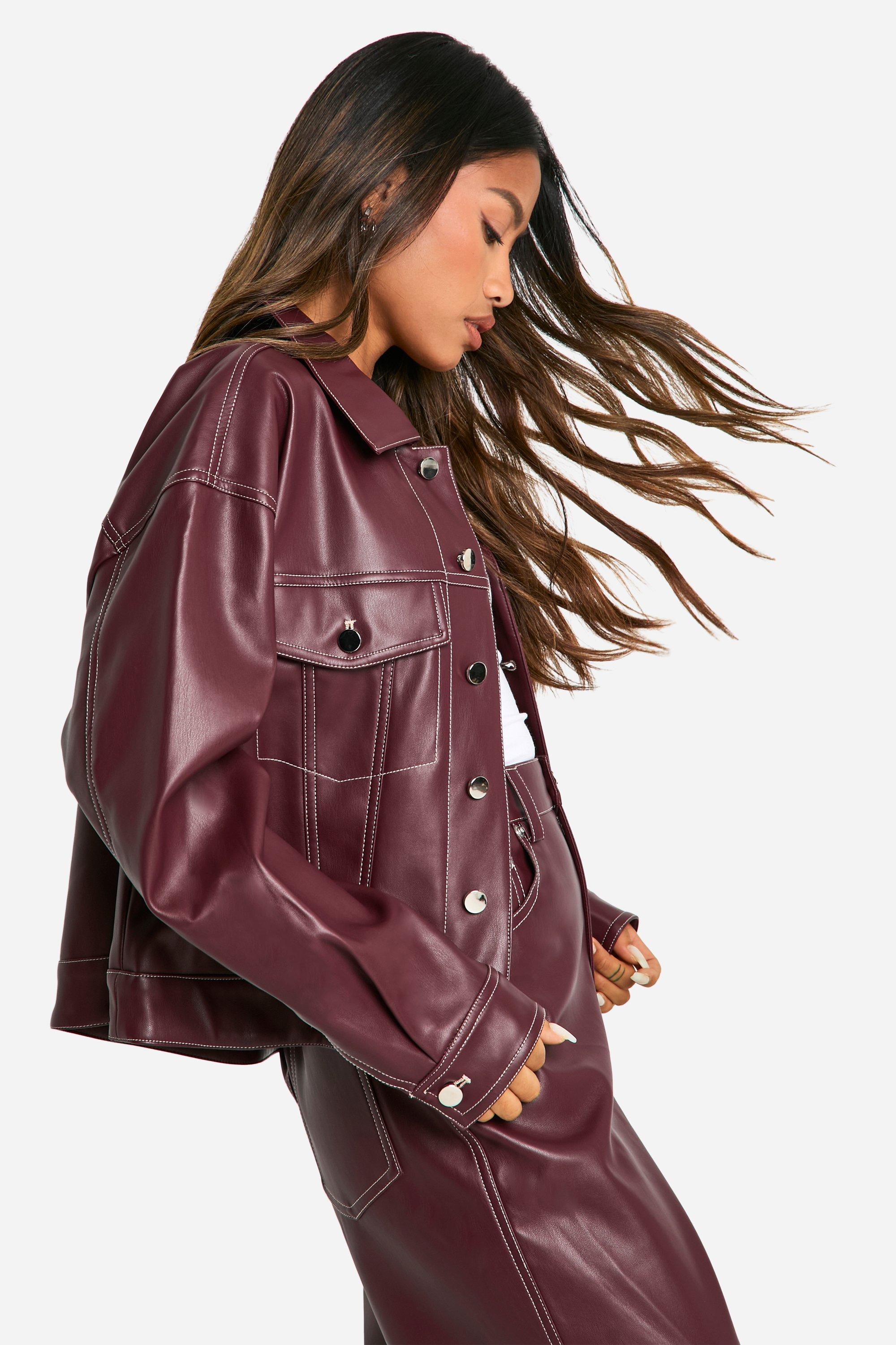 Leather jacket boohoo store