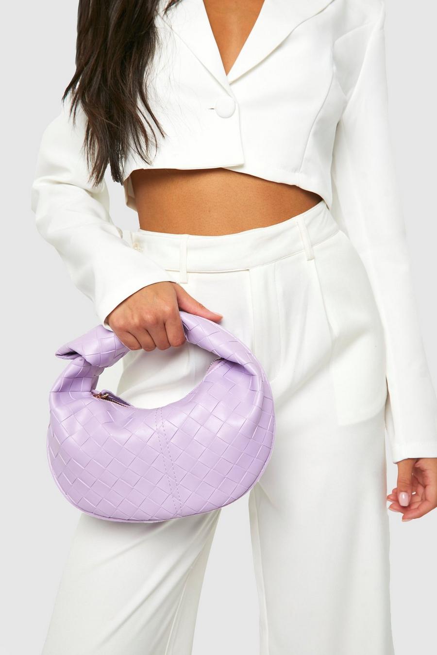 Lilac Mini Woven Knot Handle Grab Bag   image number 1