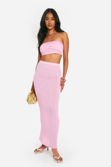 Onion Skin Twist Bandeau And Tuve Maxi Skirt pink