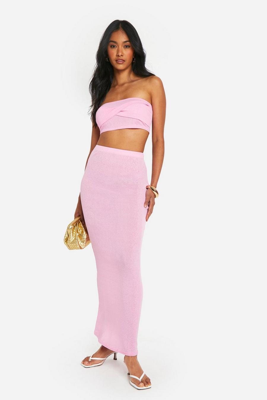 Pink Onion Skin Twist Bandeau And Tuve Maxi Skirt