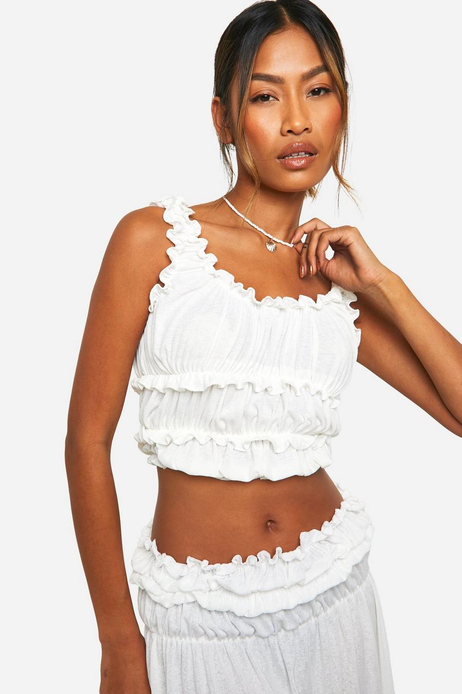 White Onion Skin Ruched  Top